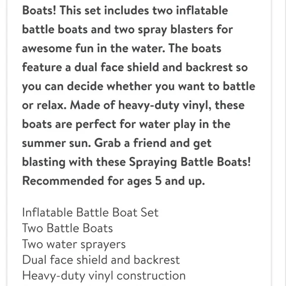 Nwt set of 2 Aqua Dual inflatable battle boats with water blasters, Battle Boats - Picture 4 of 4
